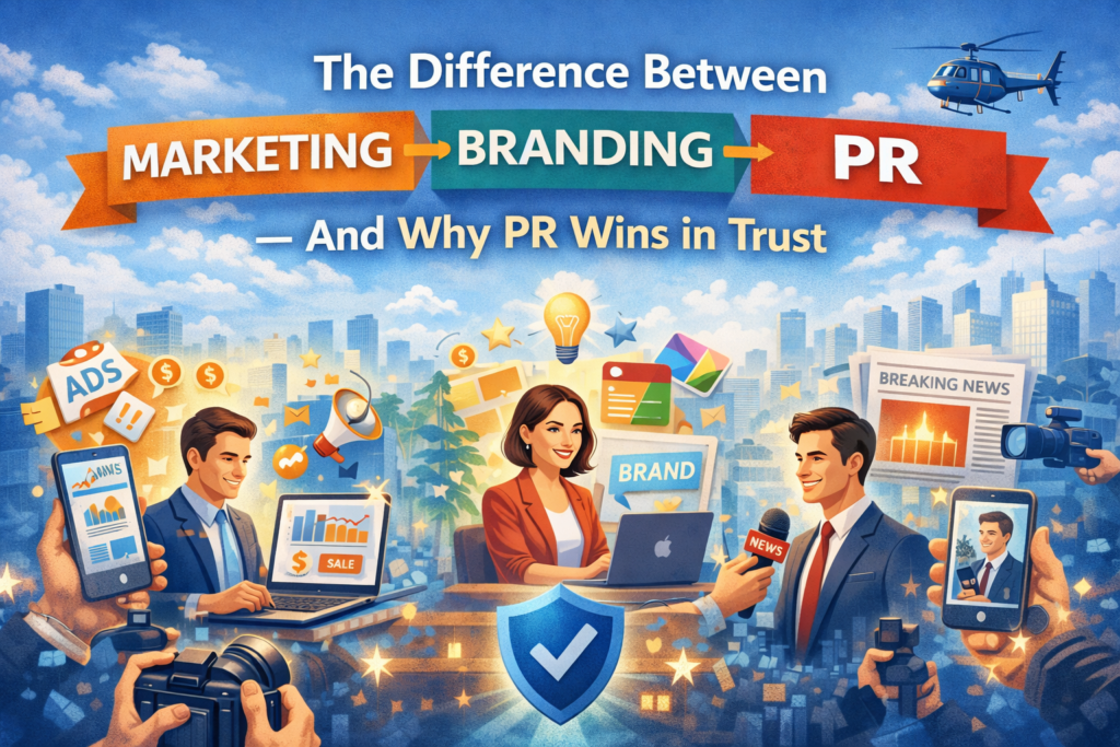 The Difference Between Marketing, Branding, and PR — And Why PR Wins in Trust